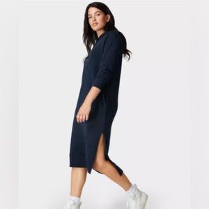 Sweaty Betty Essentials Navy hooded Sweat Dress Midi XS organic cotton